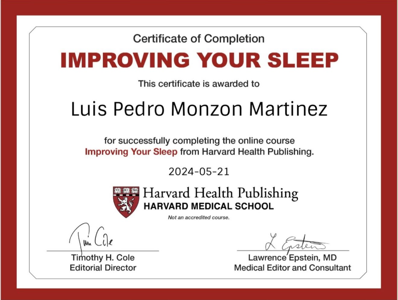 Certificado Harvard
